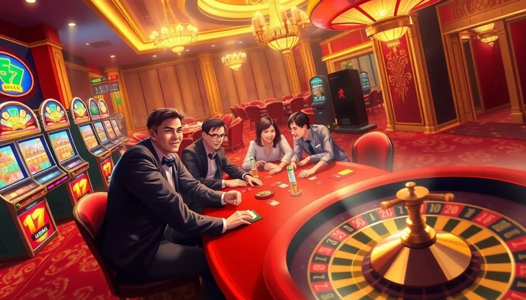 Experience the thrill of gaming with TRANG CHỦ XX88 at a lively casino filled with competitive poker games, exciting slots, and spinning roulette.